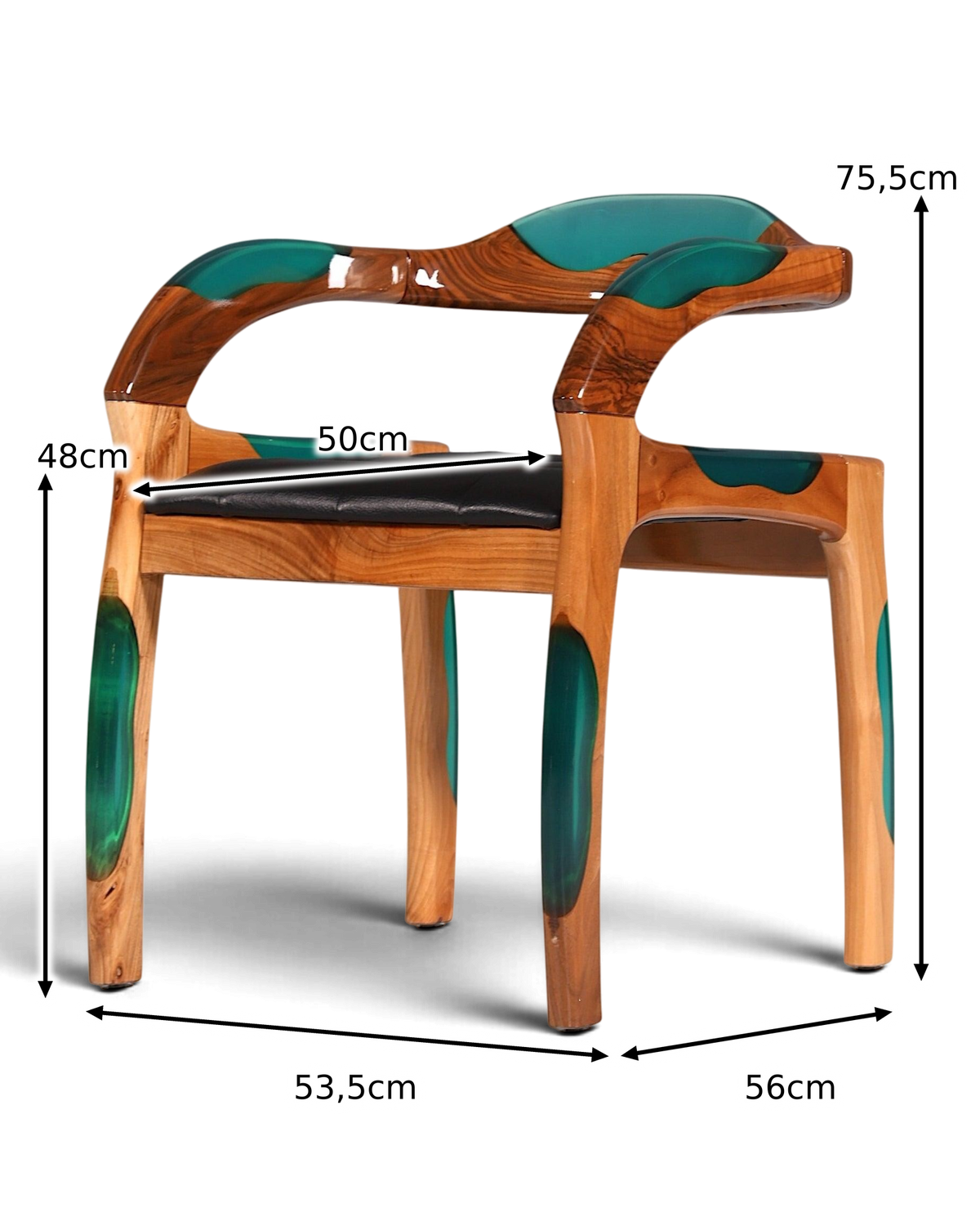Epoxy armchair "Arnson Plus Green" epoxy resin armchair solid wood chair walnut secretary chair 