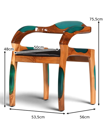 Epoxy armchair "Arnson Plus Green" epoxy resin armchair solid wood chair walnut secretary chair 