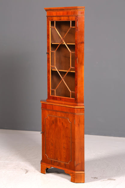 Wunderschöne Englische Eckvitrine Eibe Eckschrank Glasvitrine Vitrine Antik Echt Holz 60er Vintage
