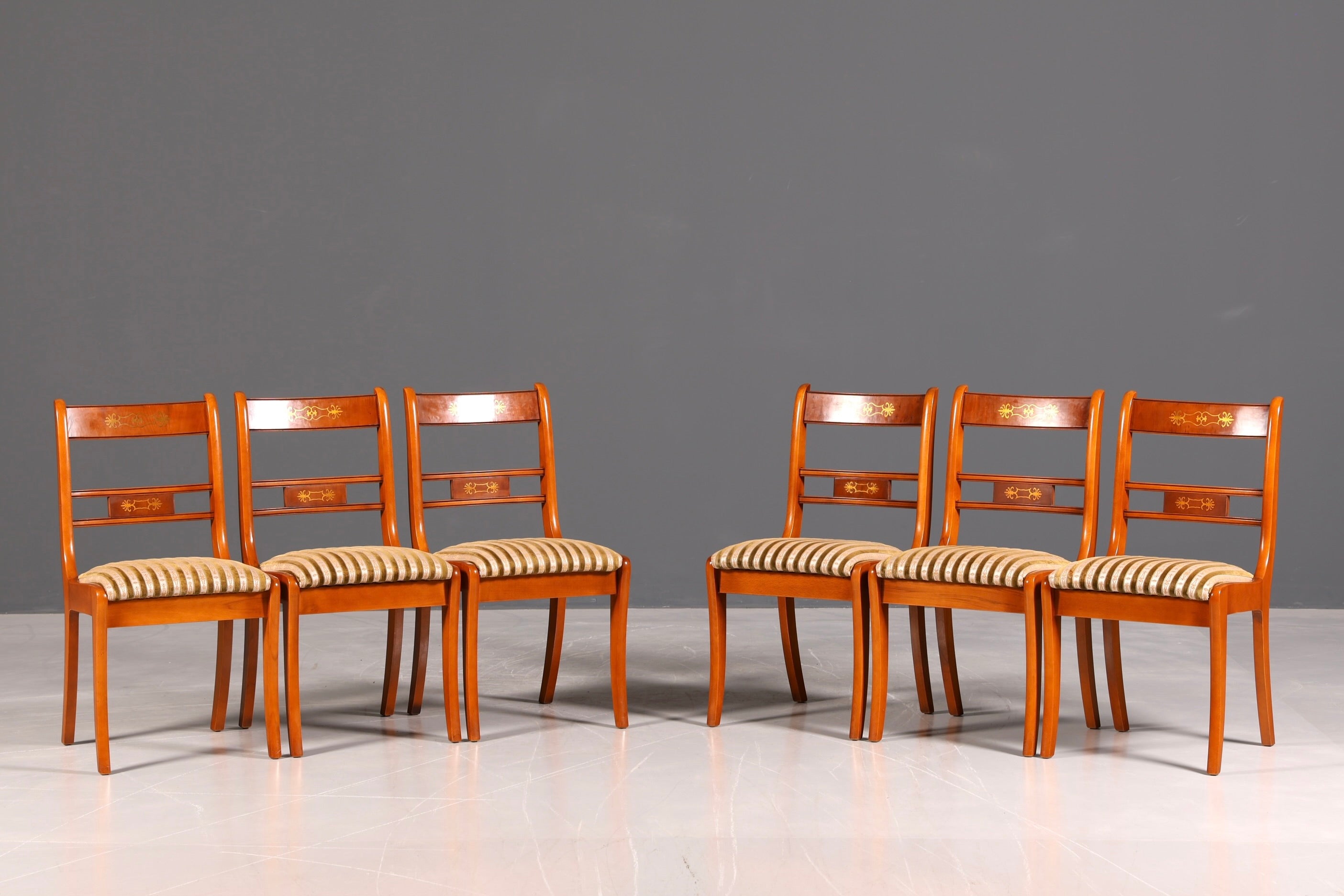 G034 Finish cm 6x Edle Englische Stühle Englisch Dining Chairs Antik 60er Jahre Regency Küchenstühle Stuhlset (Kopie)