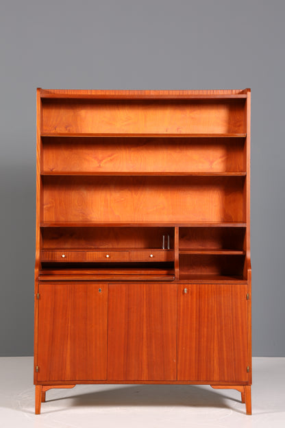 Wunderschöner Mid Century Schrank Bücherregal Vintage Sekretär Highboard Holz Regal Bookshelf