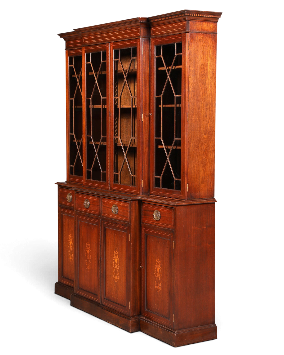Hauptstadt Möblerei englische Mahagoni Vitrine mit Sprossentüren und Unterschrank im antiken Stil