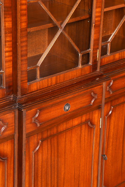 Beeindruckende Englische Vitrine Mahagoni Bibliothek Bücherschrank Glasvitrine Buffet Schrank Antik Vintage