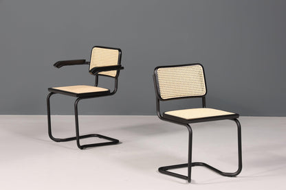 Freischwinger Stuhl &quot;Milano&quot; Made in Italy Schwarz Korbgeflecht Stuhl Wippstuhl Wiener Geflecht Küchenstuhl Sekretär Stuhl