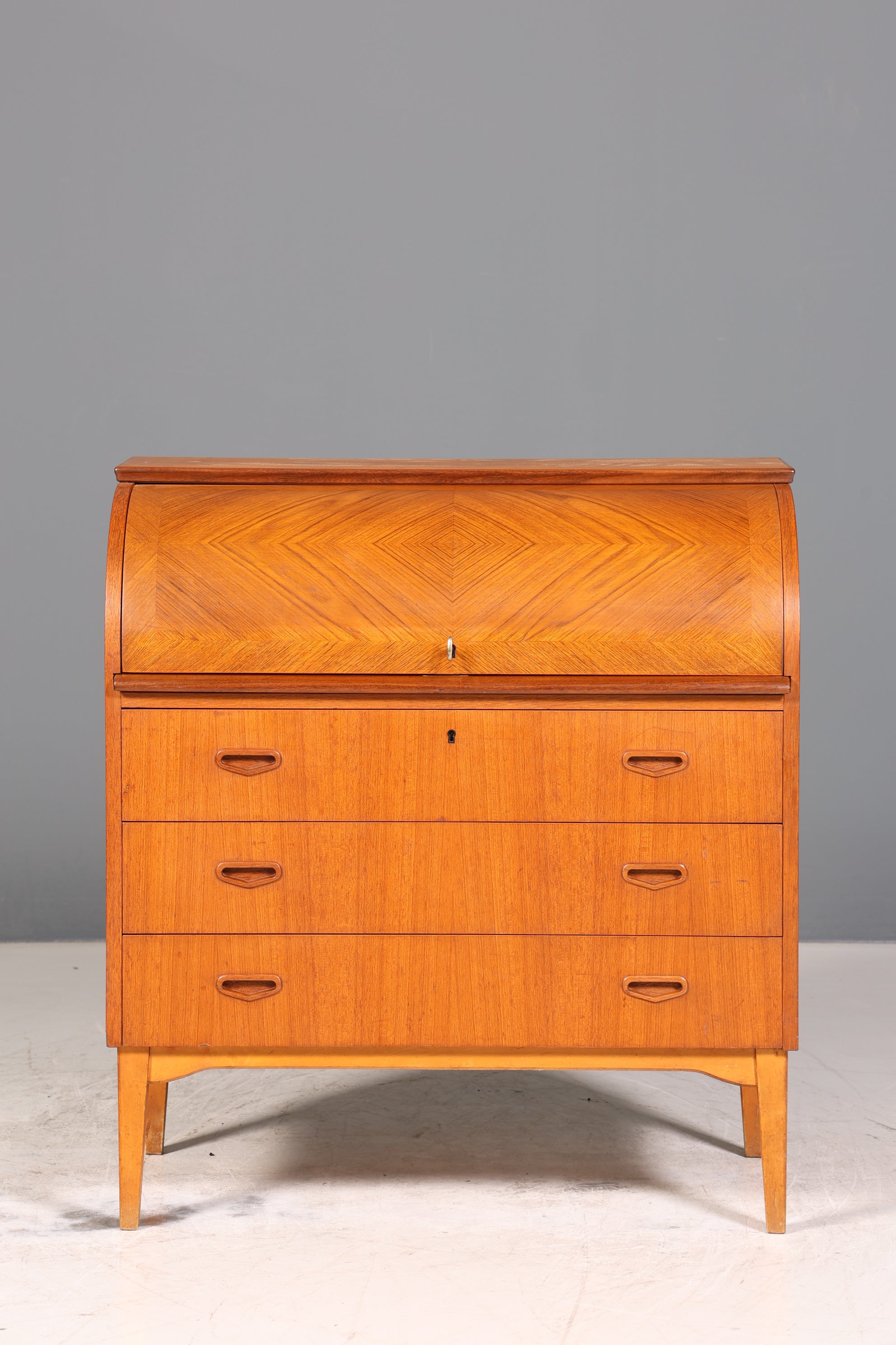 Wunderschöner Mid Century Rollladen Sekretär echt Holz Büro Schrank Vintage Schreibkommode