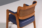 Edler Armlehnstuhl "Lima" Esszimmerstuhl mit Korbgeflecht in blau Polsterstuhl Armlehnstuhl Sekretär Stuhl