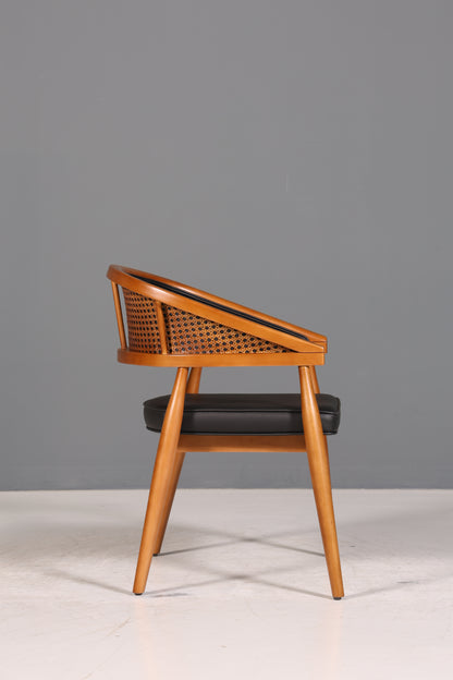 Edler Korbgeflecht Esszimmer Stuhl &quot;Malibu Black Plus&quot; Küchenstuhl Armlehnstuhl Buche Sekretär Stuhl