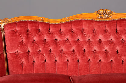 G064 Finish cm Wunderschönes Chippendale Sofa Barock Stil Couch Samt Stoff 3 Sitzer