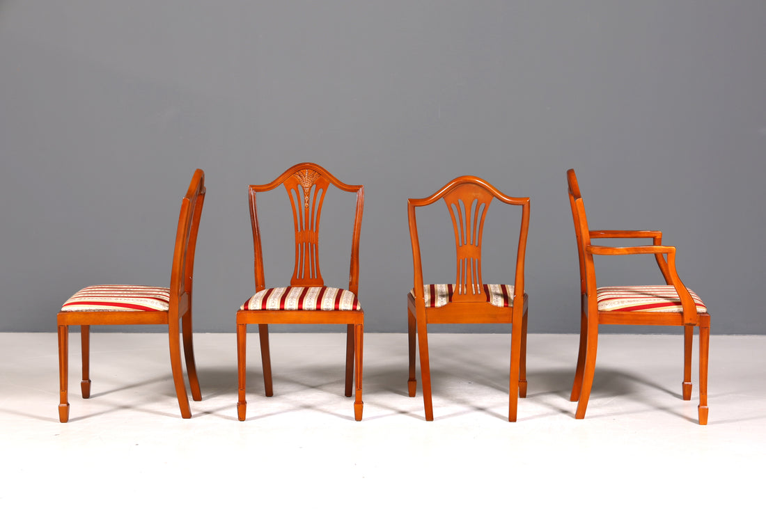 4x Edle Englische Stühle im Hepplewithe Stil Englisch Dining Chairs Küchenstühle Stuhlset