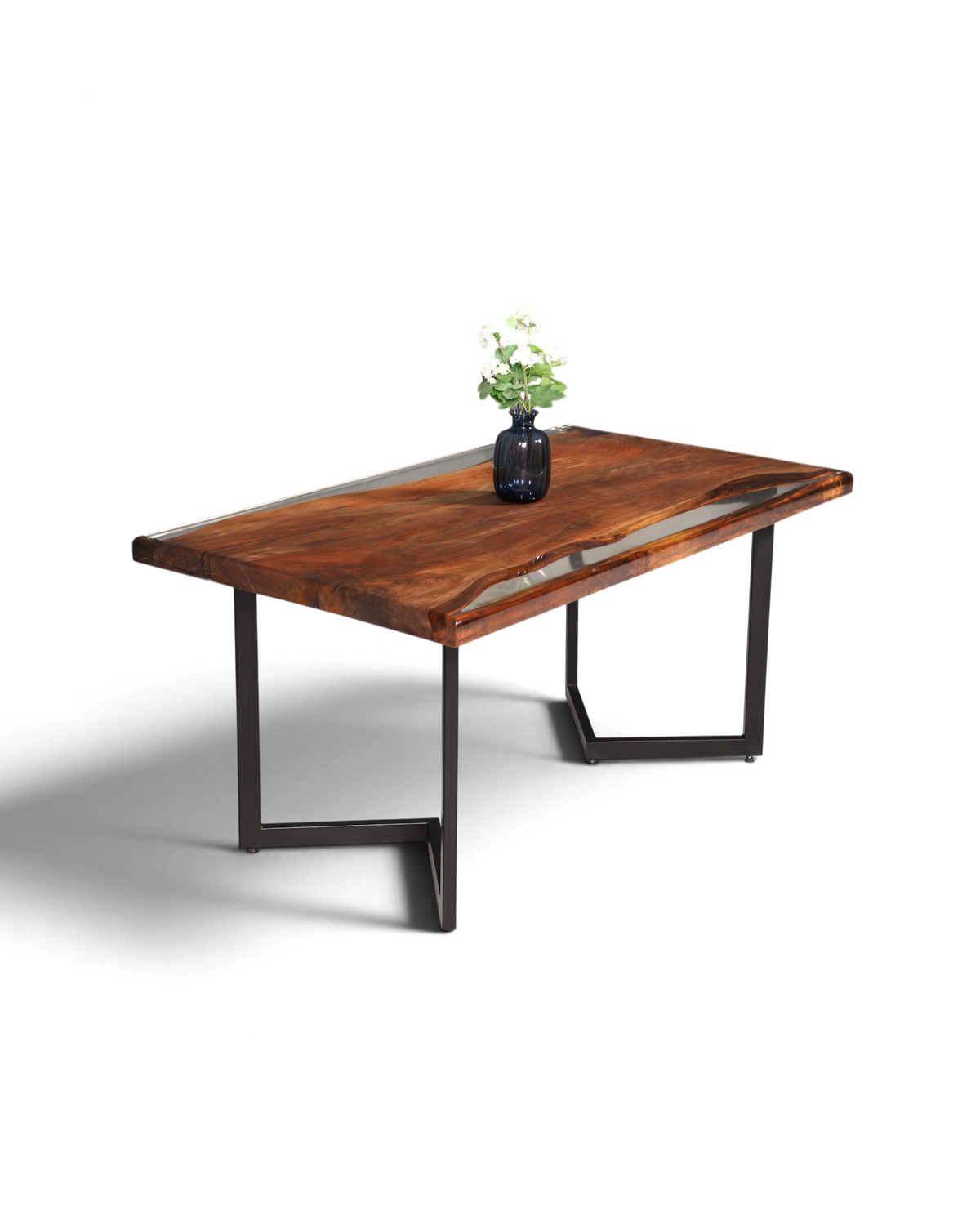 Beeindruckender Epoxidharz Tisch 160-90cm Nussbaum Esszimmer Tisch massiv Holz Epoxy Küchentisch