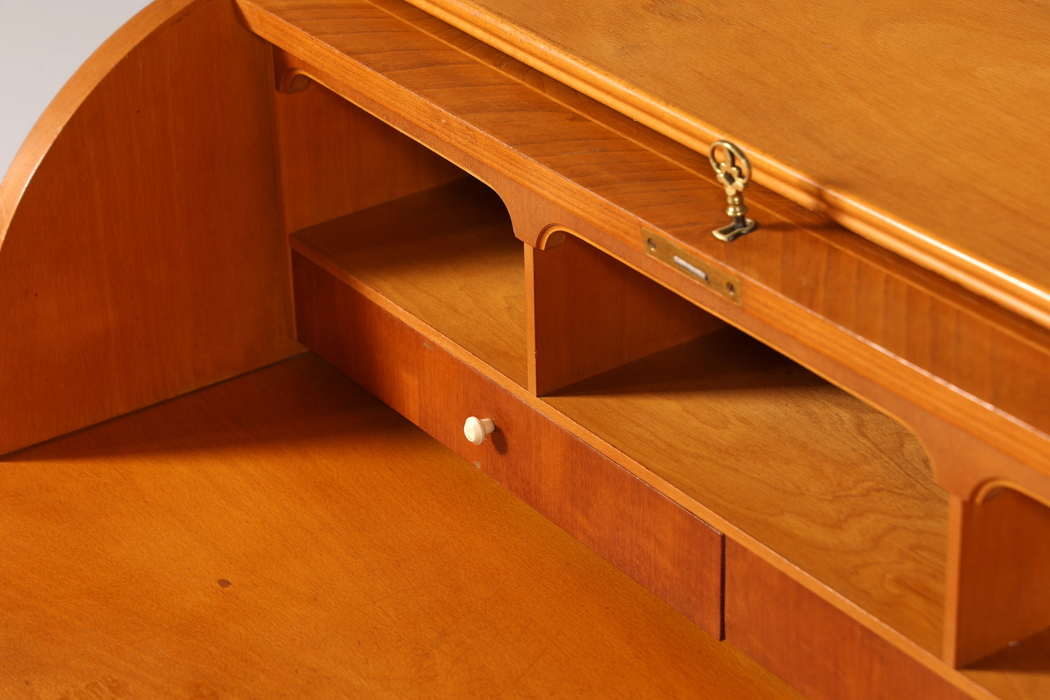 Wunderschöner Mid Century Rollladen Sekretär echt Holz Büro Schrank Vintage Schreibkommode