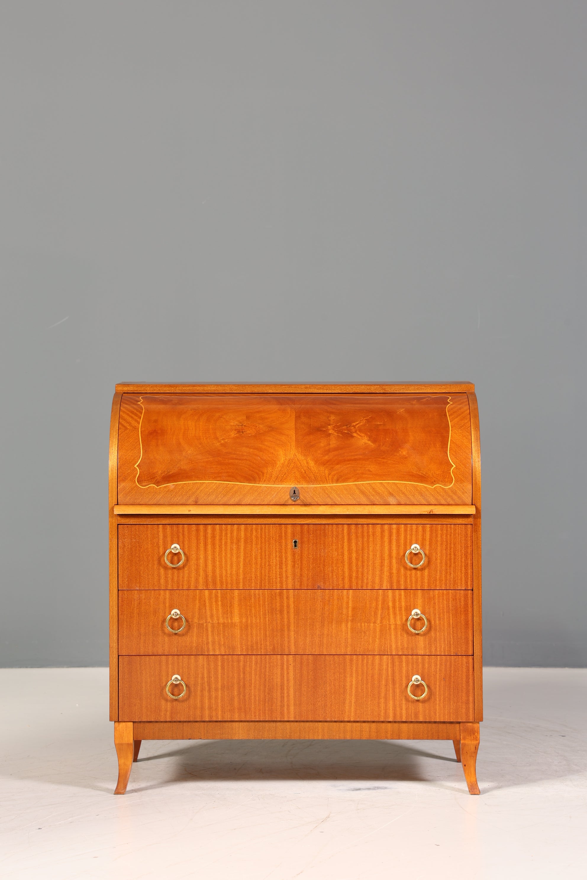 Traumhafter Mid Century Rollladen Sekretär echt Holz Büro Schrank Retro Schreibkommode