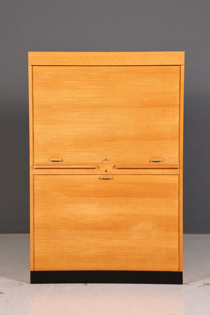 Schlichter Rollladenschrank Bauhaus Apothekerschrank Aktenschrank Büro Art Deco Schrank Massivholz Vintage