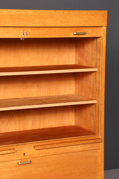 Schlichter Rollladenschrank Bauhaus Apothekerschrank Aktenschrank Büro Art Deco Schrank Massivholz Vintage