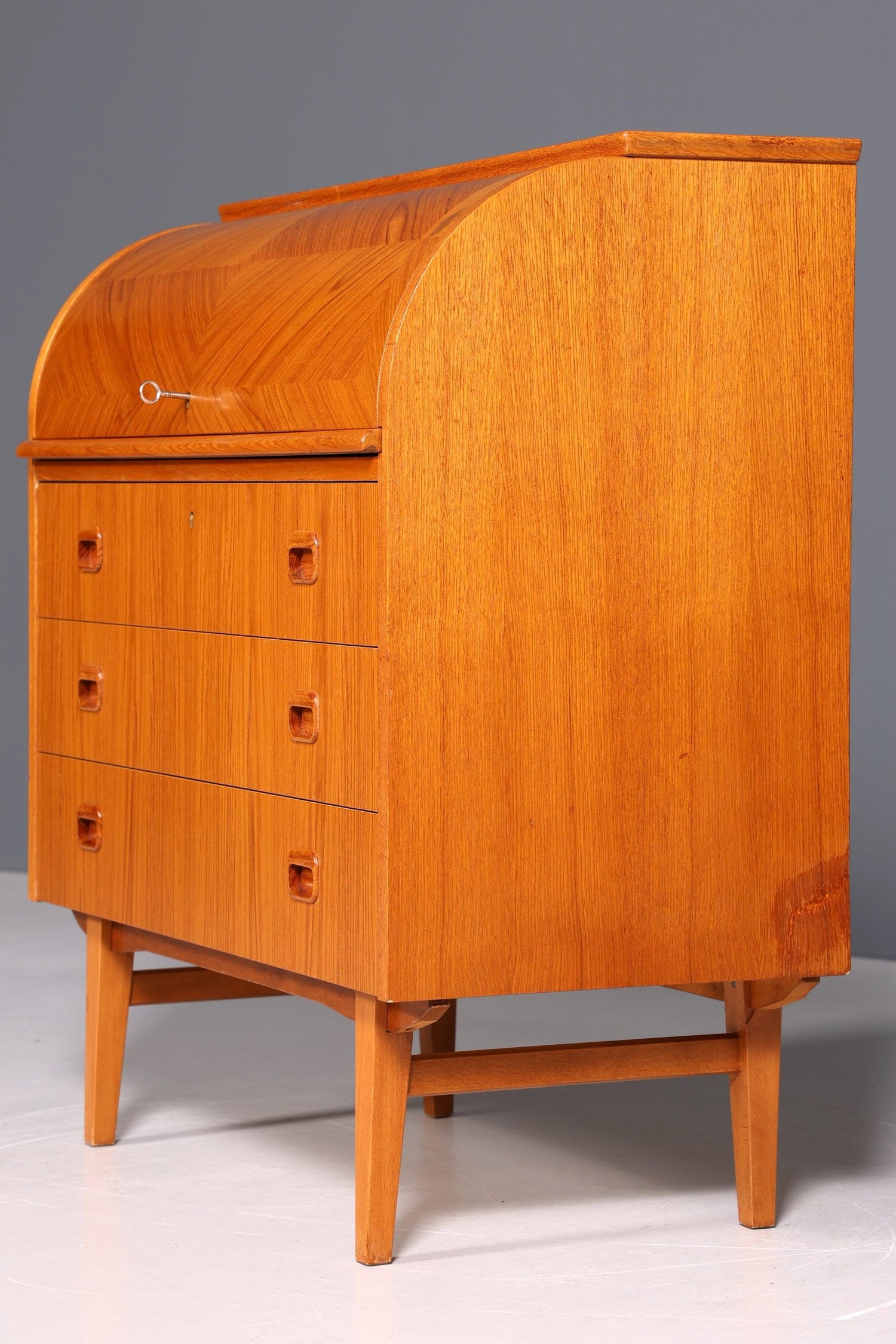 Wunderschöner Mid Century Rollladen Sekretär Danish Design Teak Holz Rollladen Kommode