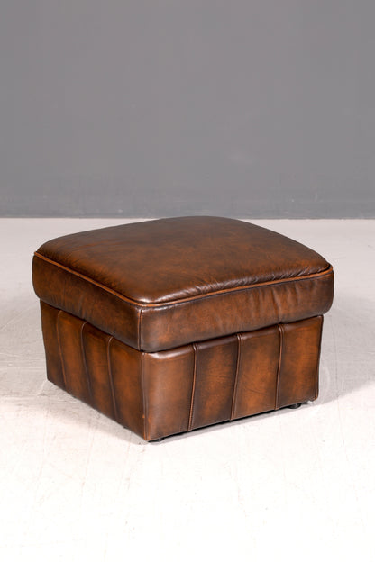 Wunderschöner Chesterfield Sessel mit Hocker Echtleder braun Ledersessel Englisch Vintage