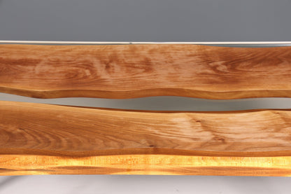 Beeindruckender Epoxidharz Tisch 220-90 cm Epoxy Nussbaum massiv Holz Esszimmer Tisch Küchentisch