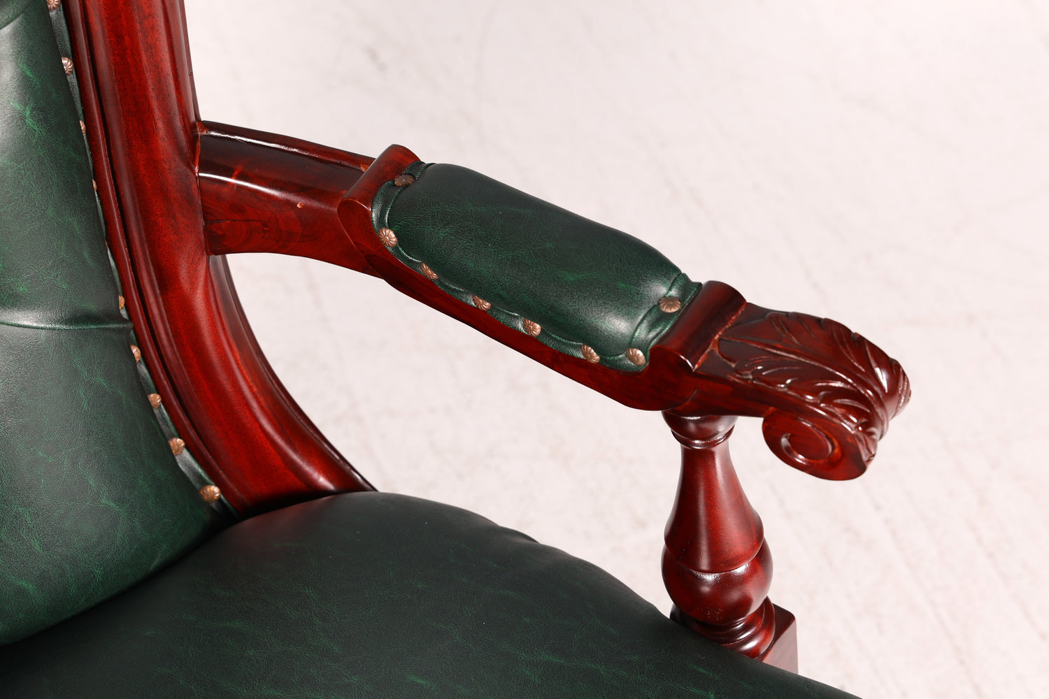 Elegant Chesterfield Executive Office Chair Green Mahogany Desk Chair Swivel Chair English Vintage
