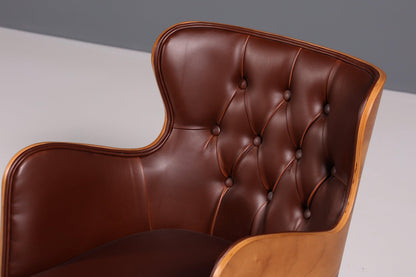 Wunderschöner Chesterfield Stil Stuhl &quot;León Brown&quot; Armlehnstuhl Nussbaum Esszimmerstuhl Sekretär Stuhl