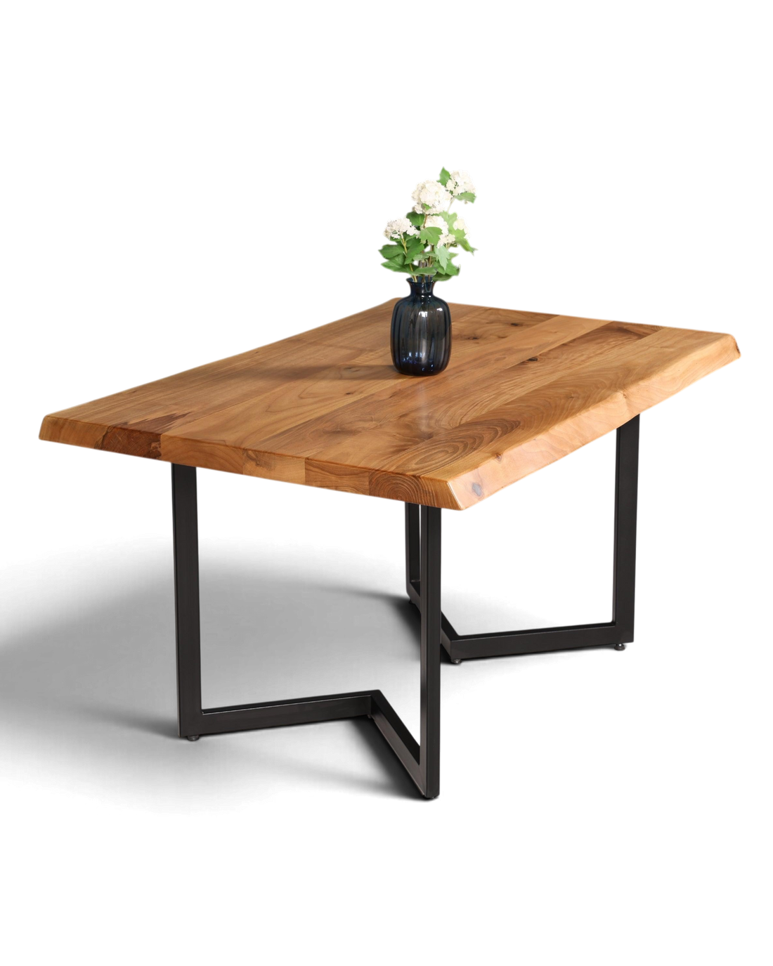Stilvoller Nussbaum Tisch 140cm-90cm Esszimmer Tisch Baumkanten Platte massiv Holz Küchentisch