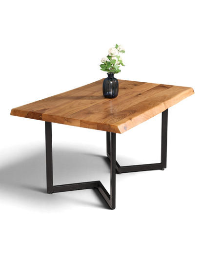 Stilvoller Nussbaum Tisch 140cm-90cm Esszimmer Tisch Baumkanten Platte massiv Holz Küchentisch