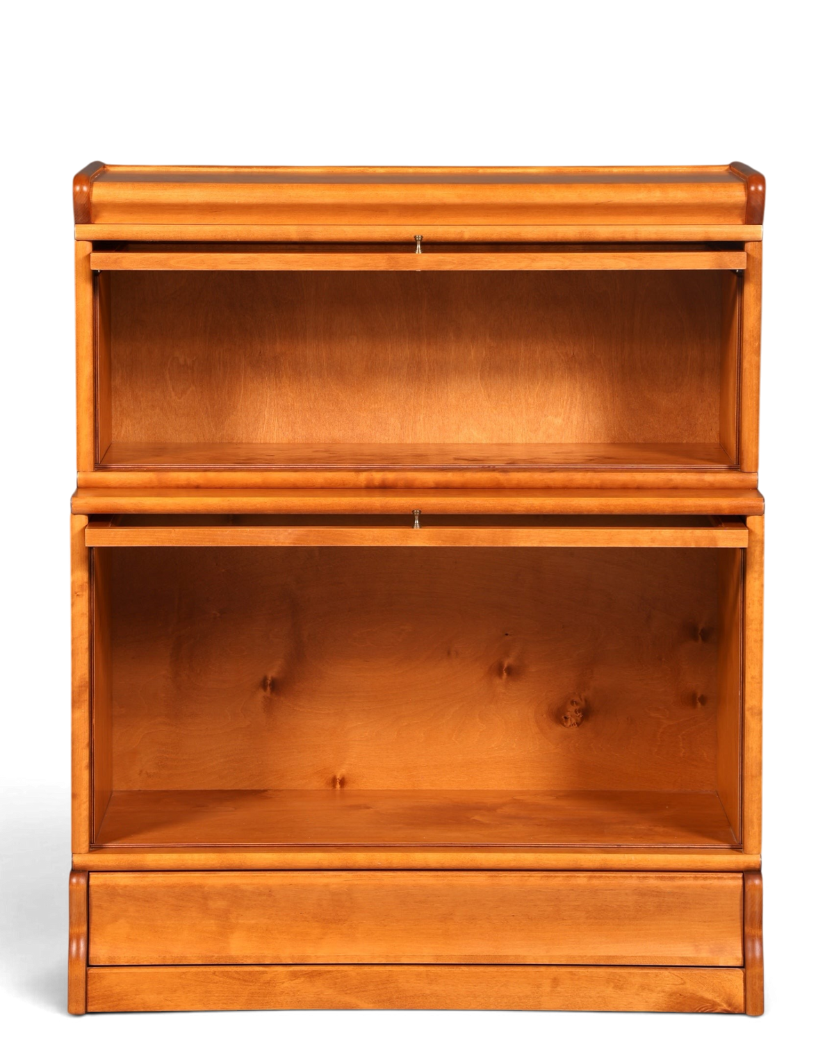 Hauptstadt Möblerei Boknäs Bücherregal aus Holz im Globe Wernicke Stil mit zwei Modulen und verglasten Klapptüren