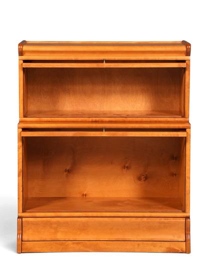 Hauptstadt Möblerei Boknäs Bücherregal aus Holz im Globe Wernicke Stil mit zwei Modulen und verglasten Klapptüren