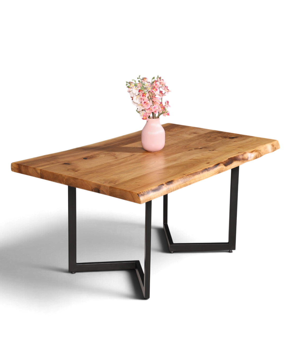 Stilvoller Nussbaum Tisch 160cm-90cm Esszimmer Tisch Baumkanten Platte massiv Holz Küchentisch