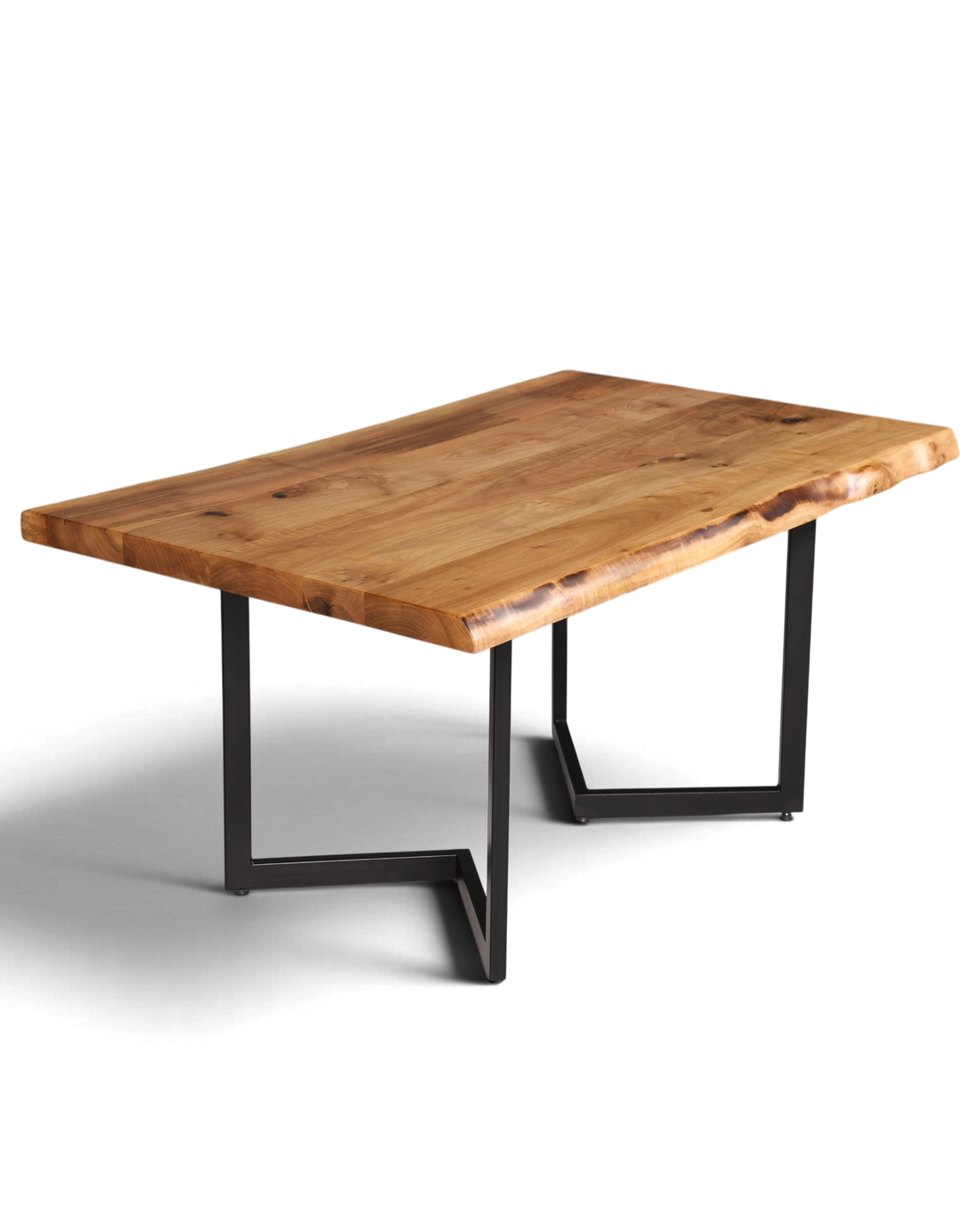 Stilvoller Nussbaum Tisch 160cm-90cm Esszimmer Tisch Baumkanten Platte massiv Holz Küchentisch