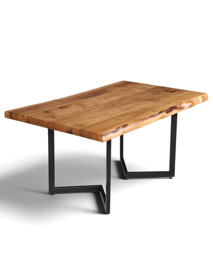 Stilvoller Nussbaum Tisch 160cm-90cm Esszimmer Tisch Baumkanten Platte massiv Holz Küchentisch