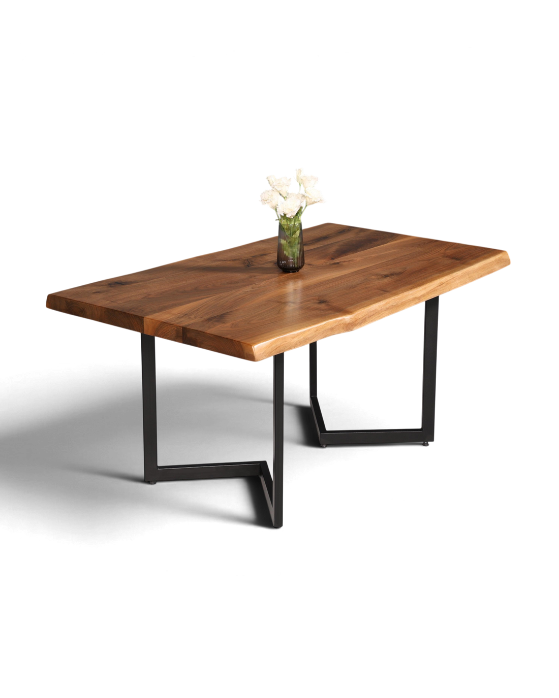 Beeindruckender Nussbaum Tisch 160cm-90cm Esszimmer Tisch Baumkanten Platte massiv Holz Küchentisch