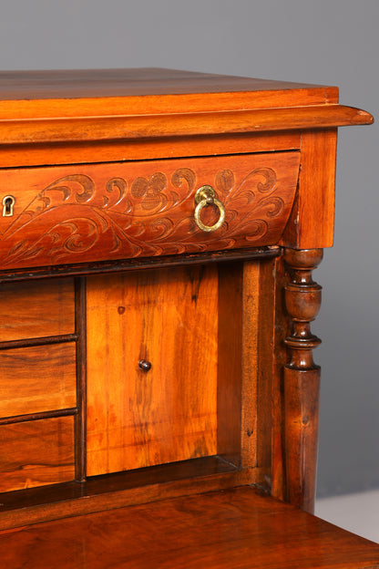 Eleganter Gründerzeit Sekretär Vertiko Highboard Louis Philippe Kommode Antik Schrank um 1880