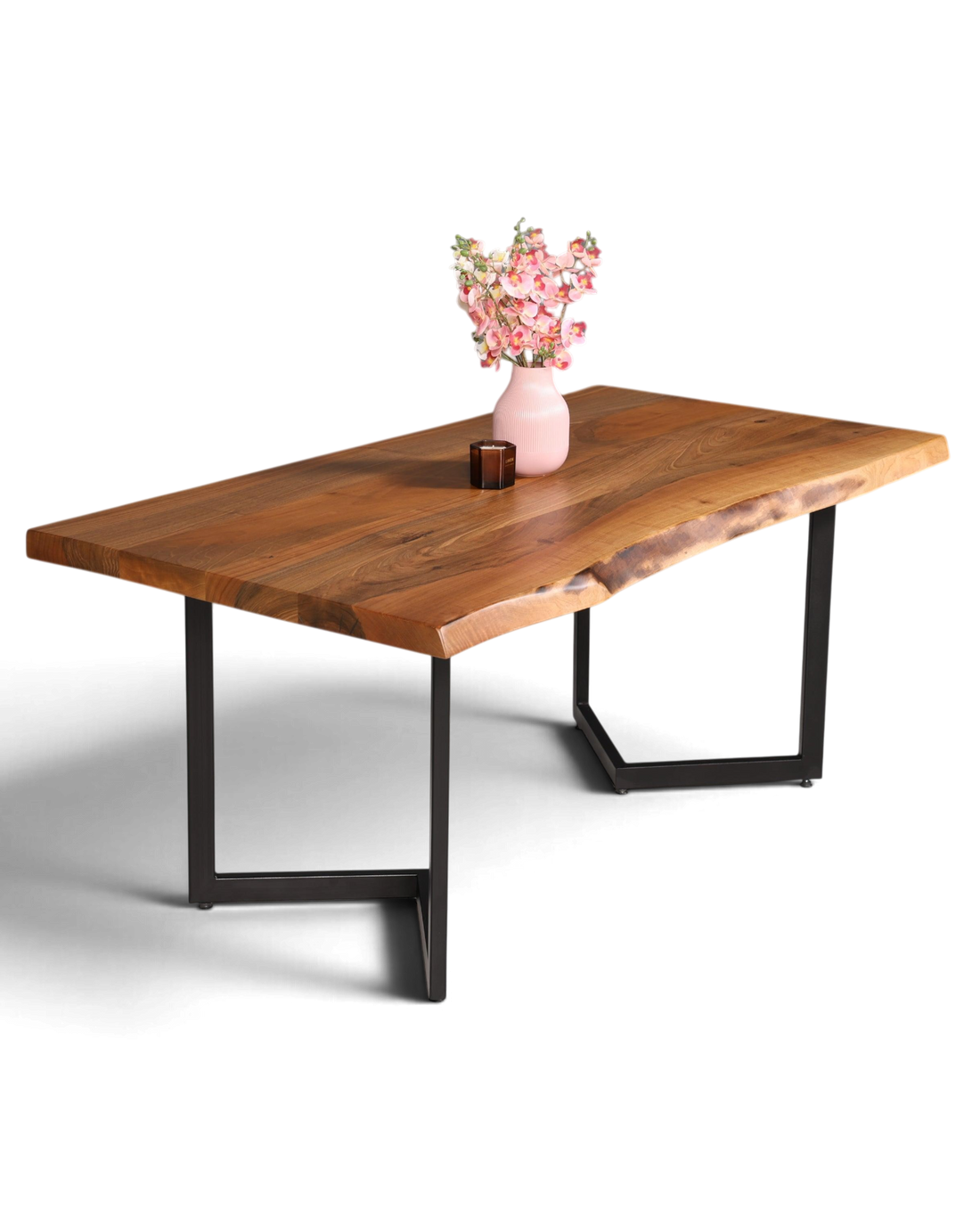Stilvoller Nussbaum Tisch 180cm-95cm Esszimmer Tisch Baumkanten Platte massiv Holz Küchentisch
