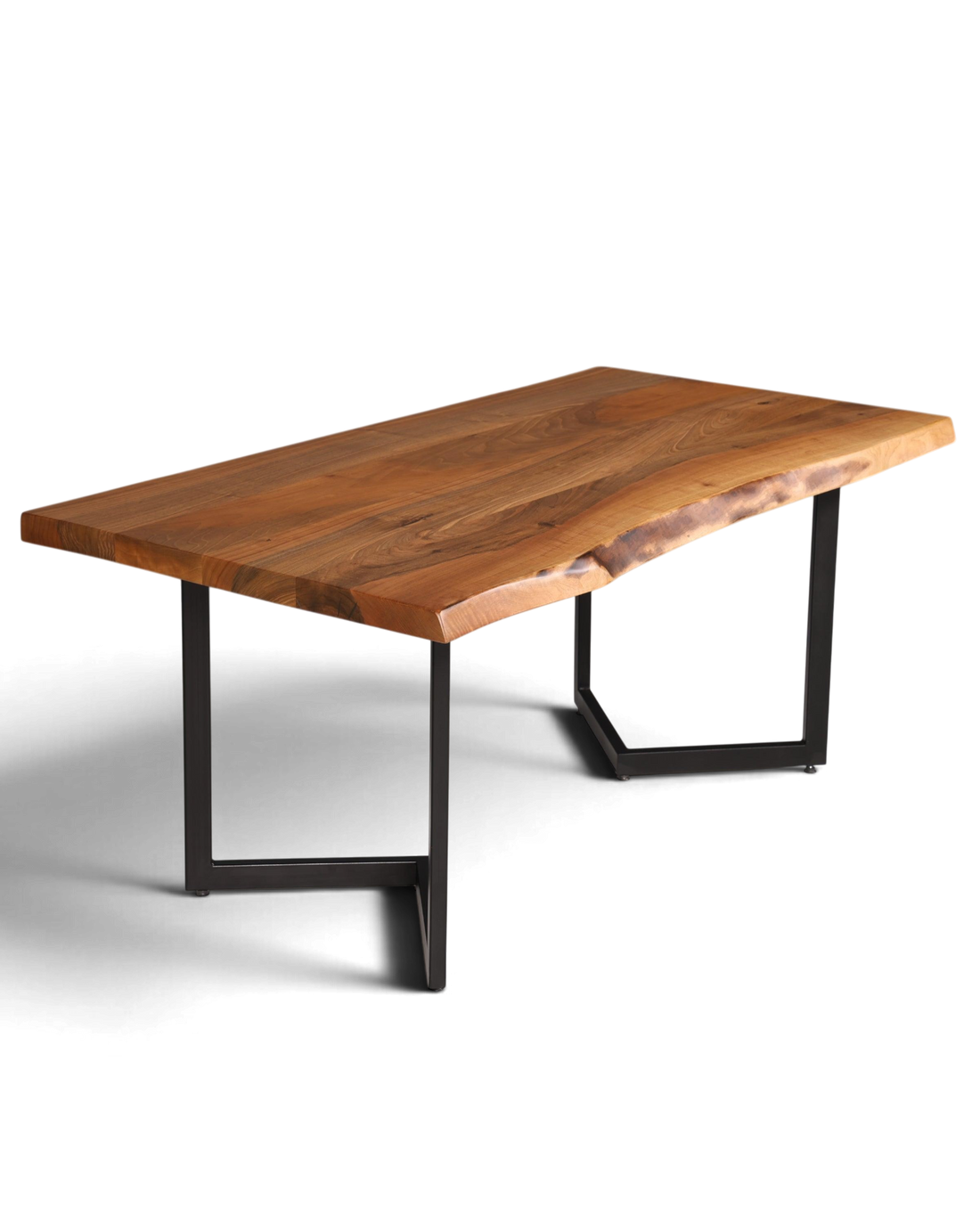 Stilvoller Nussbaum Tisch 180cm-95cm Esszimmer Tisch Baumkanten Platte massiv Holz Küchentisch