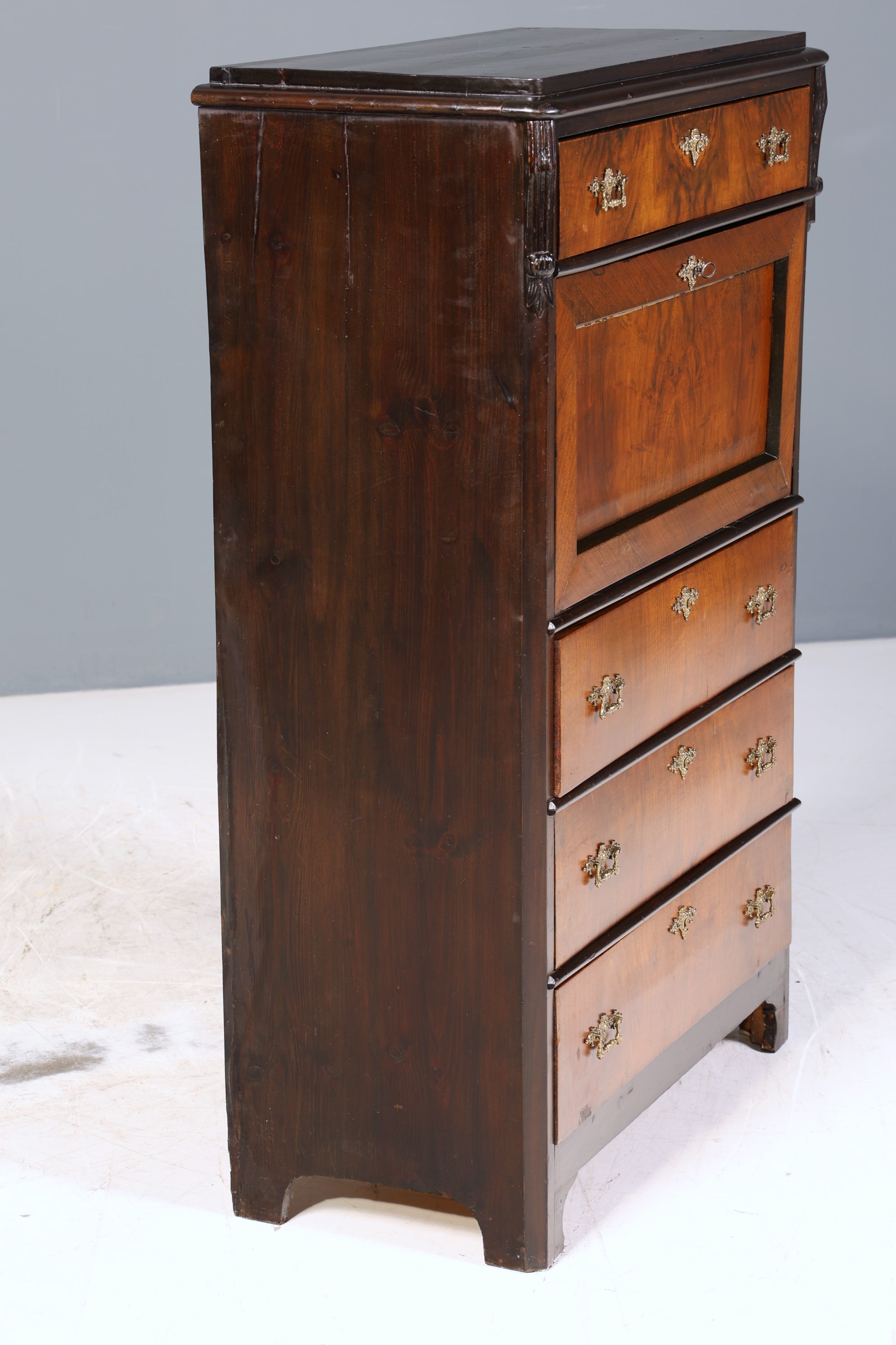 Stilvoller Gründerzeit Sekretär Vertiko Nussbaum Jugendstil Highboard Kommode um 1880