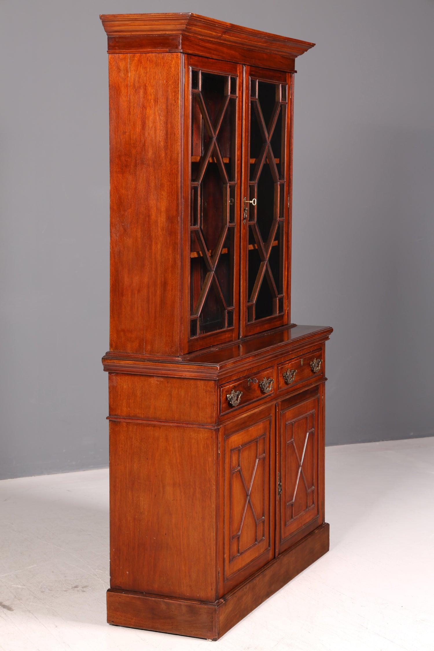 Beeindruckender Englischer Bücherschrank Mahagoni Vitrine Bibliothek Antik Glasvitrine Buffet