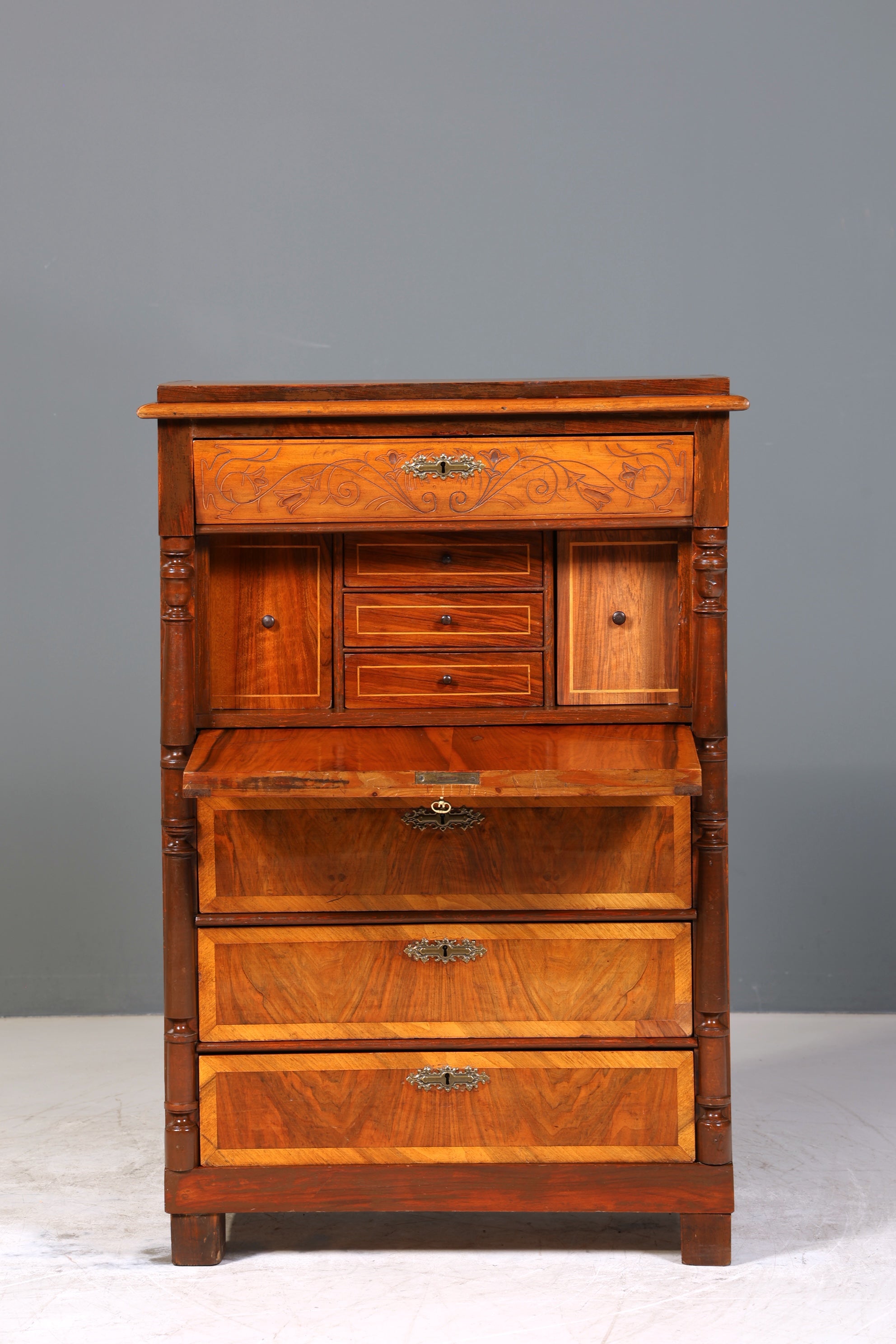 Edler Gründerzeit Sekretär Vertiko Highboard Jugendstil Kommode Schrank um 1880