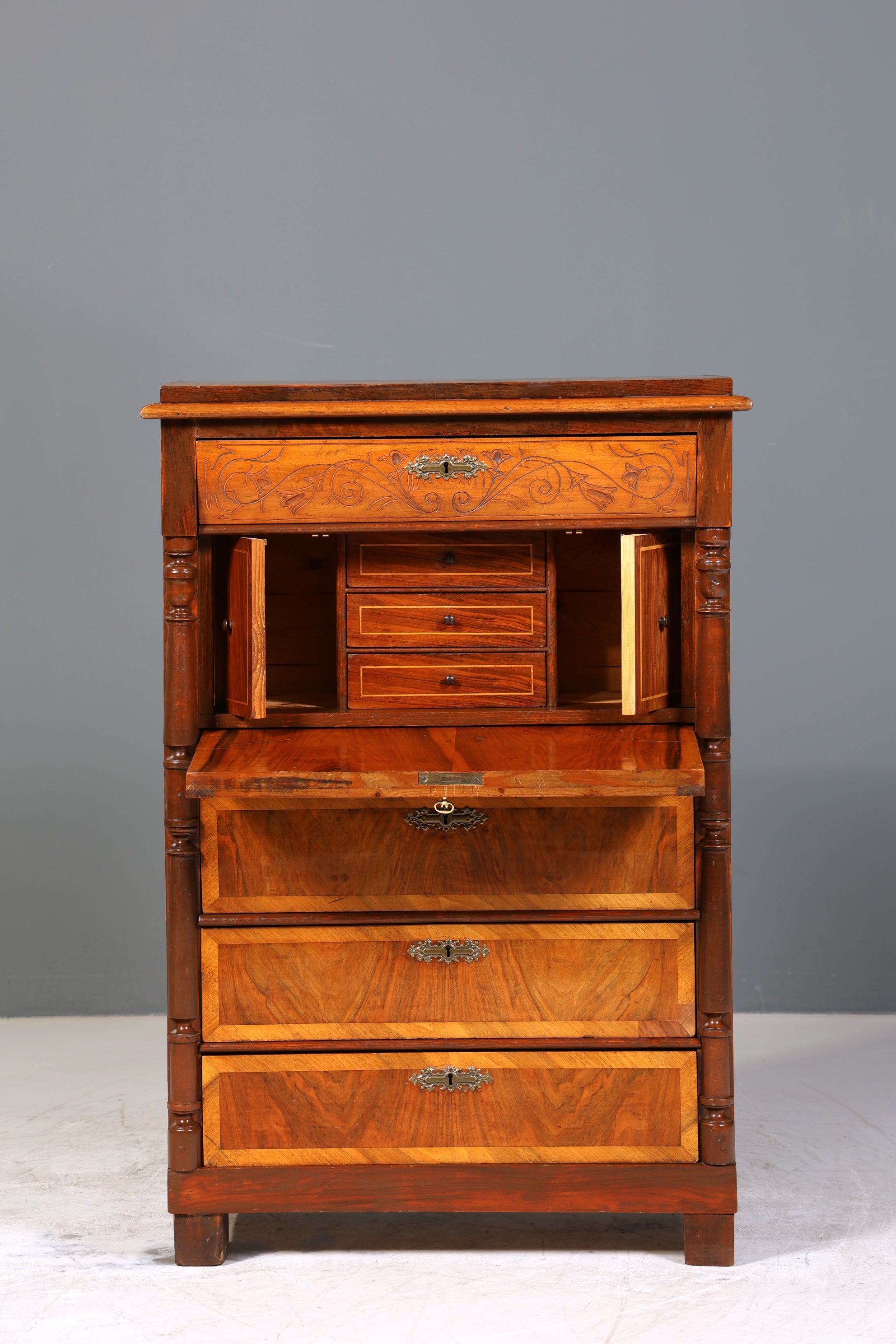 Edler Gründerzeit Sekretär Vertiko Highboard Jugendstil Kommode Schrank um 1880