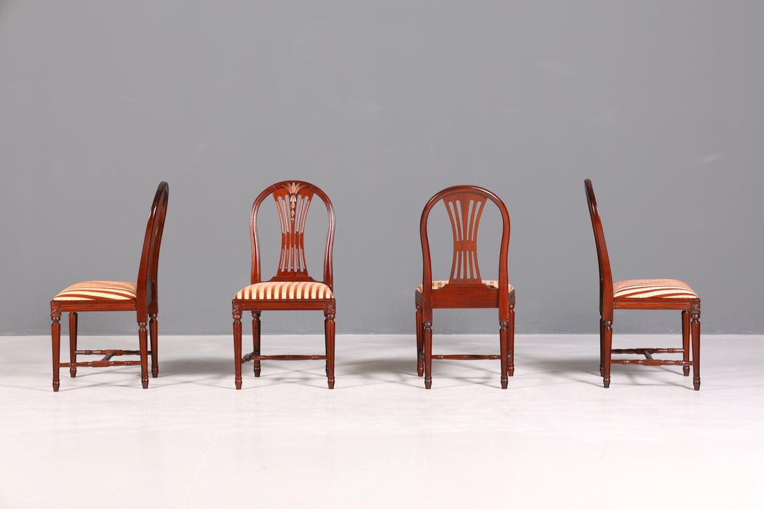 4x Elegant English Dining Chairs, Antique 1960s Kitchen Chairs, Chair Set