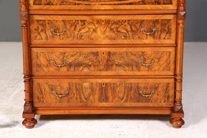 Traumhafter Louis Philippe Sekretär um 1870 Vertiko Nussbaum Highboard Kommode Sekretär Schrank