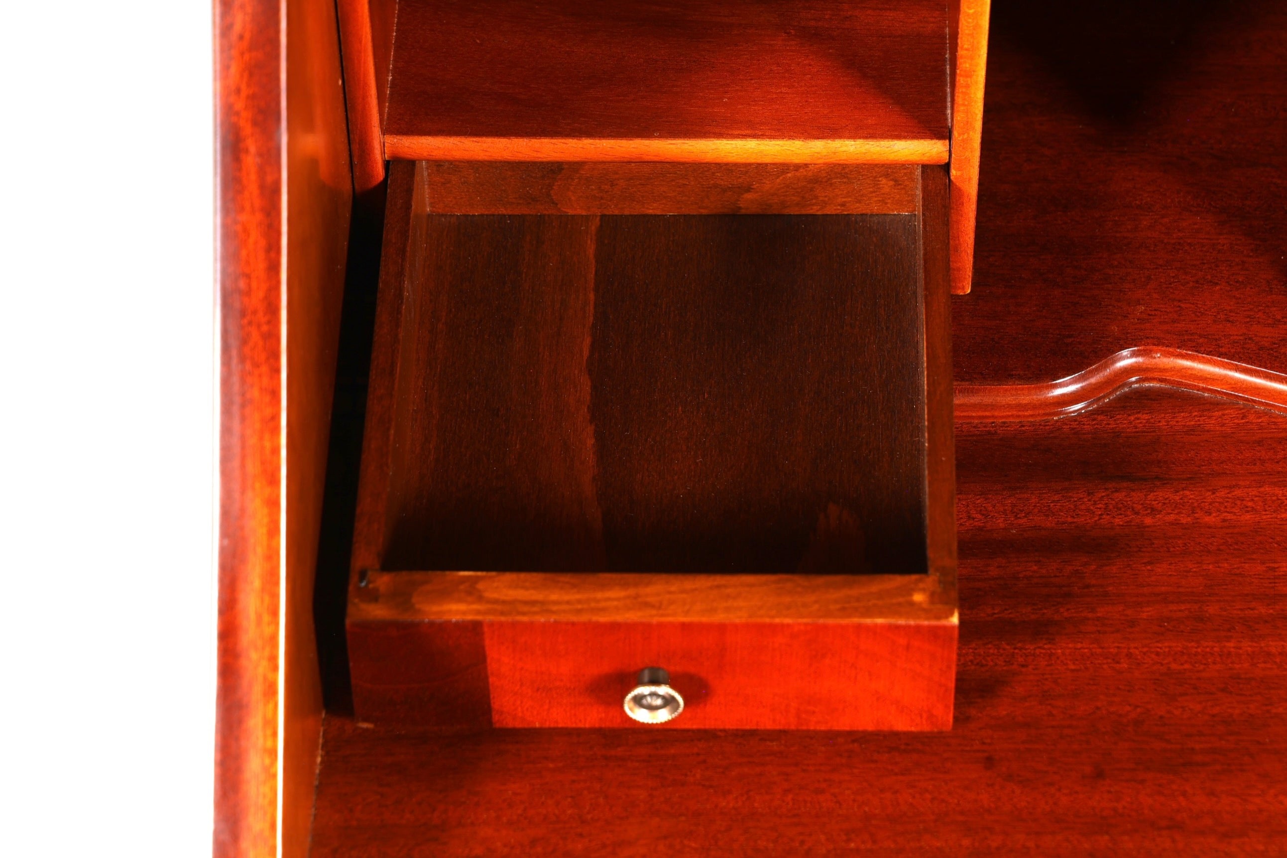 Wunderschöner Englischer Sekretär Büro Aufsatzsekretär Antik 60s Mahagoni Vitrinen Schrank UK