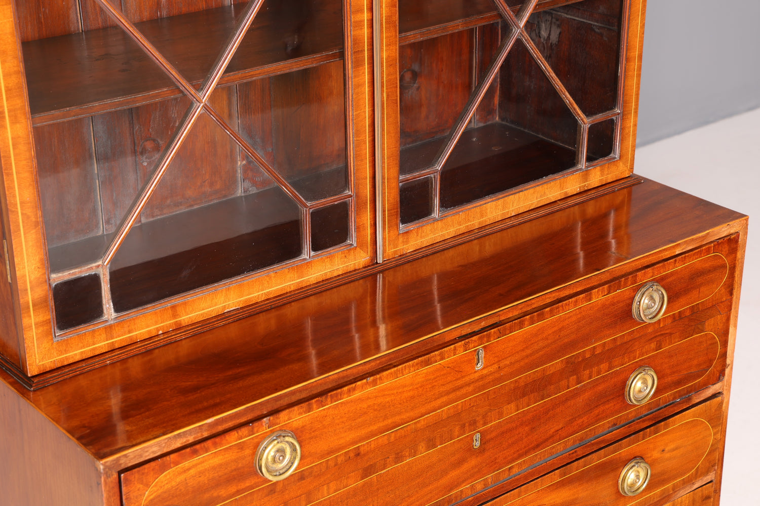 G785 Finish Wunderschöne Englische Vitrine Bibliothek Sekretär echt Holz Antik Schrank Regal (Kopie)