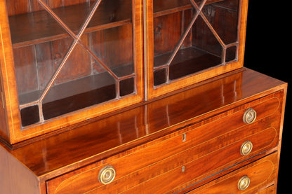 G785 Finish Wunderschöne Englische Vitrine Bibliothek Sekretär echt Holz Antik Schrank Regal (Kopie)