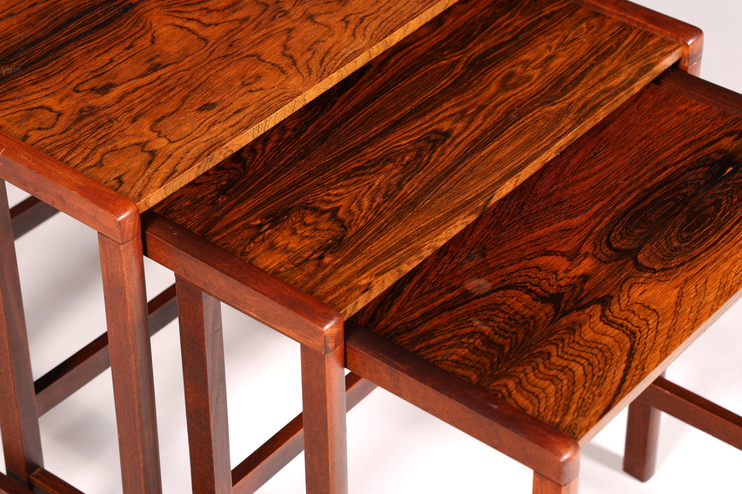 Filigranes Mid-Century Table Set, Rosewood Coffee Table, Set of 3, Side Table, Nesting Tables, Vintage