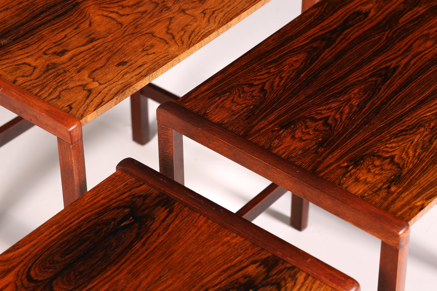 Filigranes Mid-Century Table Set, Rosewood Coffee Table, Set of 3, Side Table, Nesting Tables, Vintage