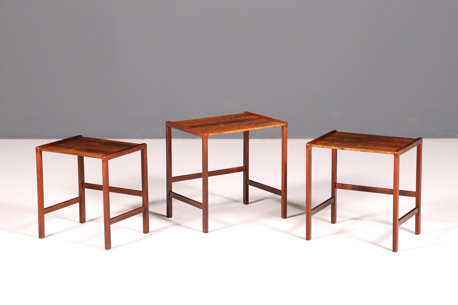 Filigranes Mid-Century Table Set, Rosewood Coffee Table, Set of 3, Side Table, Nesting Tables, Vintage