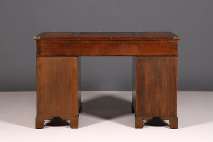 Edler Englischer Schreibtisch Military Chest Echt Lederauflage Bürotisch Office Table Maritim Antik Vintage