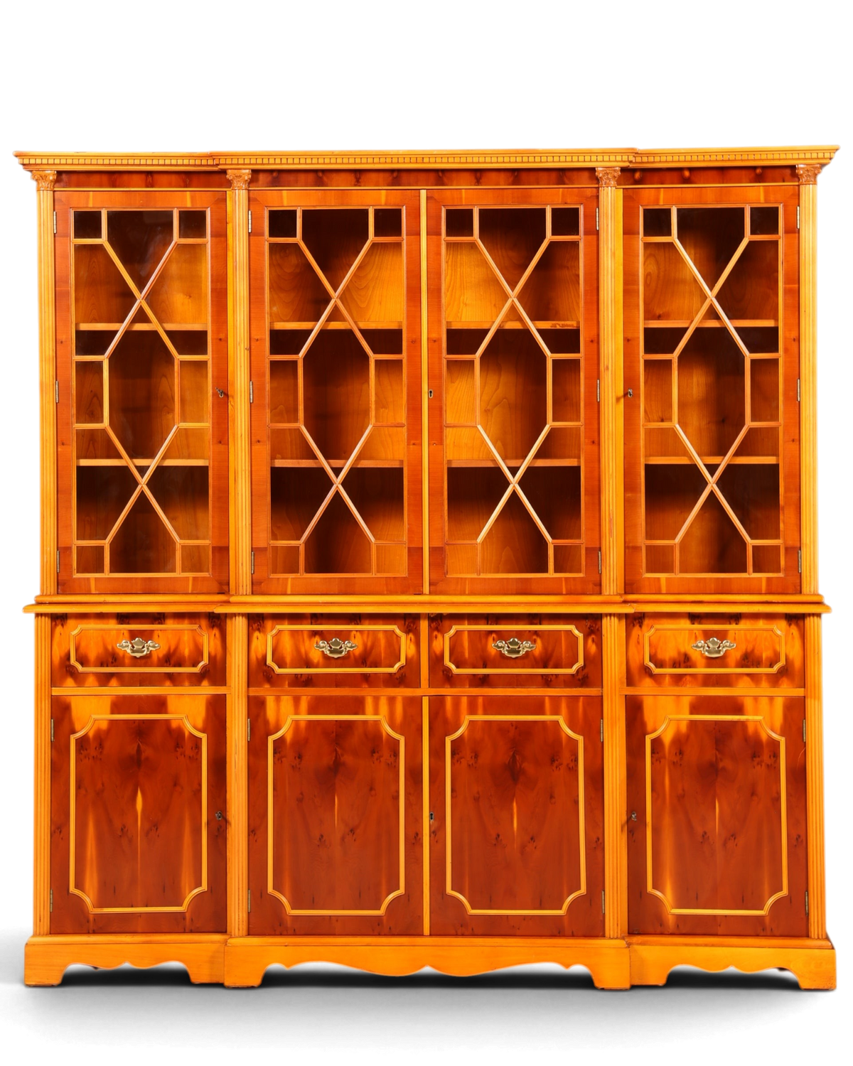 Traumhafte Englische Vitrine Bücherschrank Buffet Antik Stil Englisch Eibe Glasvitrine Bibliothek