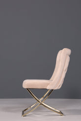 Edler Chesterfield Esszimmerstuhl "Valencia" in Beige Gold