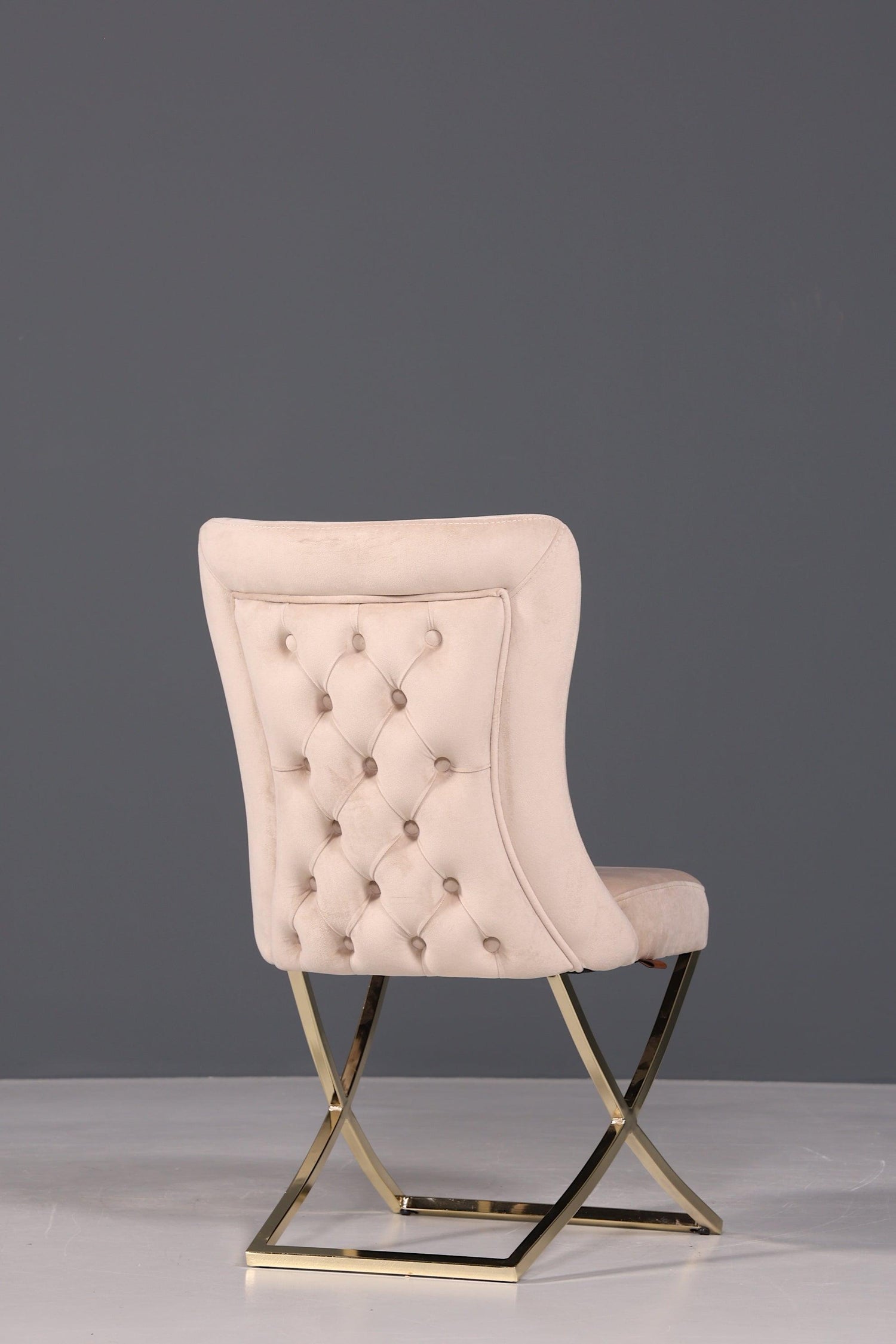 Edler Chesterfield Esszimmerstuhl &quot;Valencia&quot; in Beige Gold